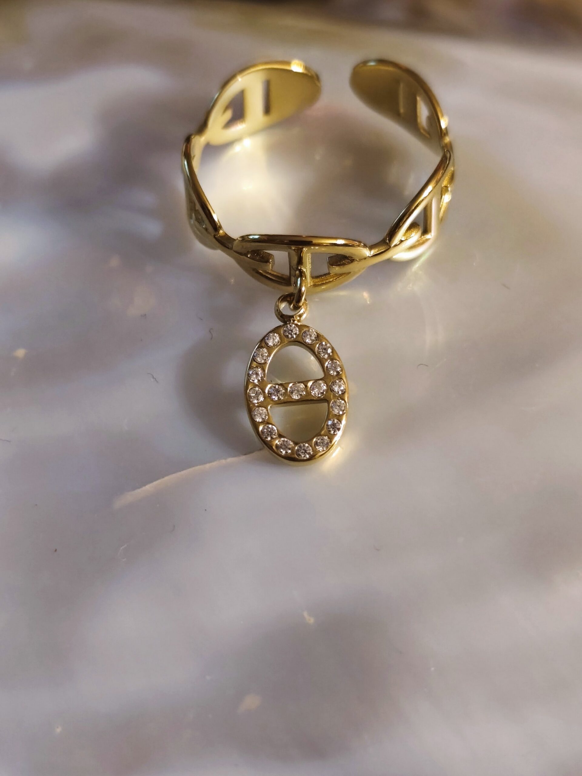 Bague multi ovale breloque