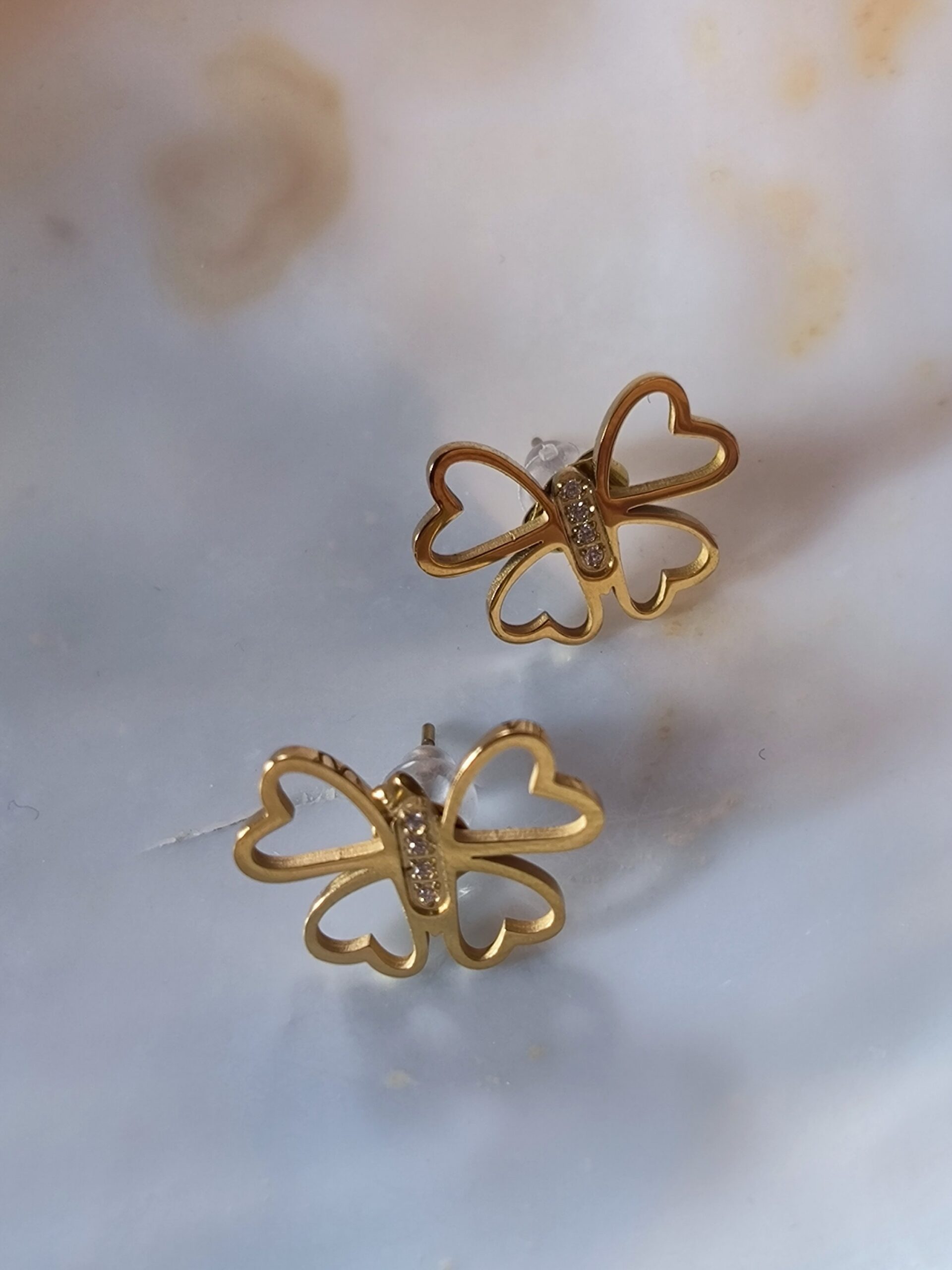 Boucle d'oreille coeur papillon